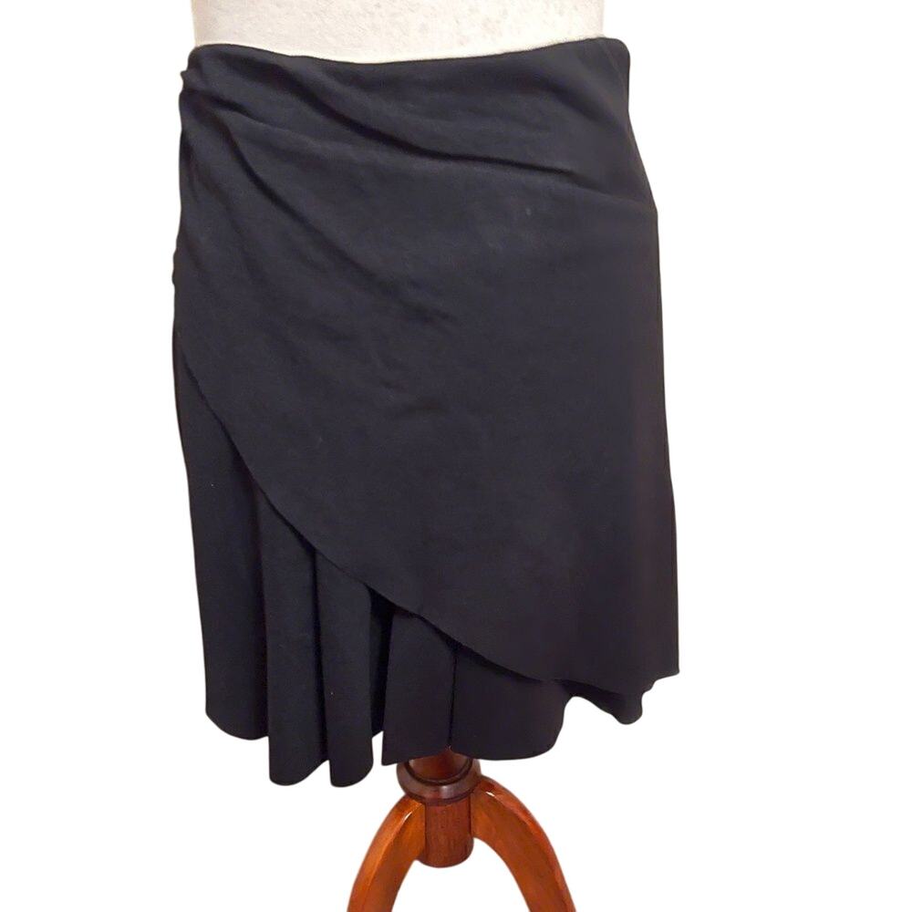 Karen Kane skirt black knit pleated with asymmetrical overlay zip close Sz L